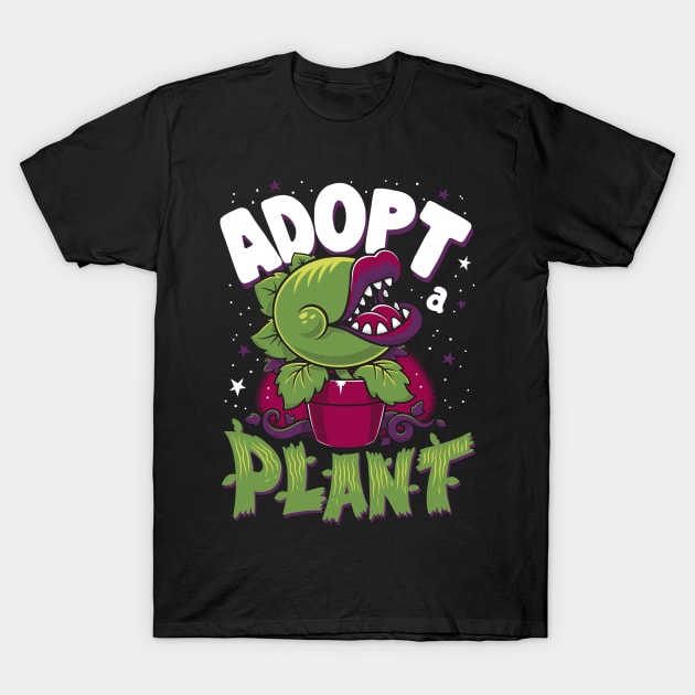 Adopt a Plant -  Kawaii Cartoon Venus Flytrap  - Creepy Cute Musical Horror T-Shirt by Nemons